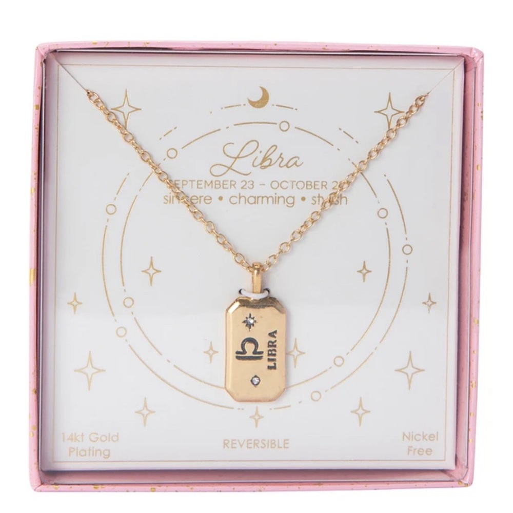 ✨NWT Libra Zodiac Pendant 14K Gold Plated Nickel Free Necklace